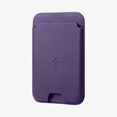 AMP02284 - MagSafe Card Holder Valentinus (MagFit) in black showing the card holder attached to back of device